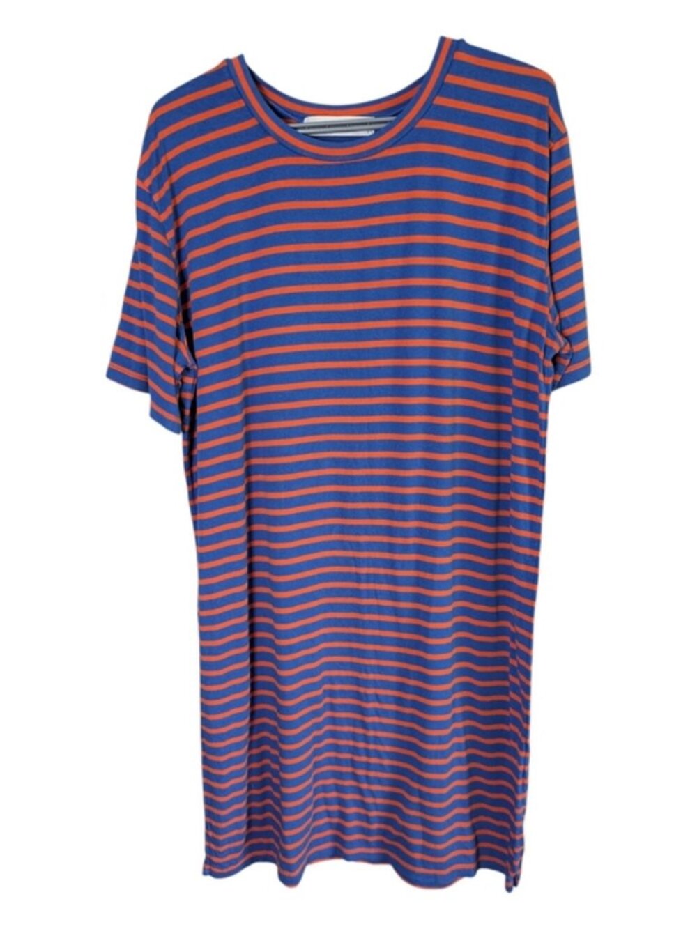 Sonnet James Reese A Play Dress‎ Size L Blue/Orange Stripes Short Sleeve Midi